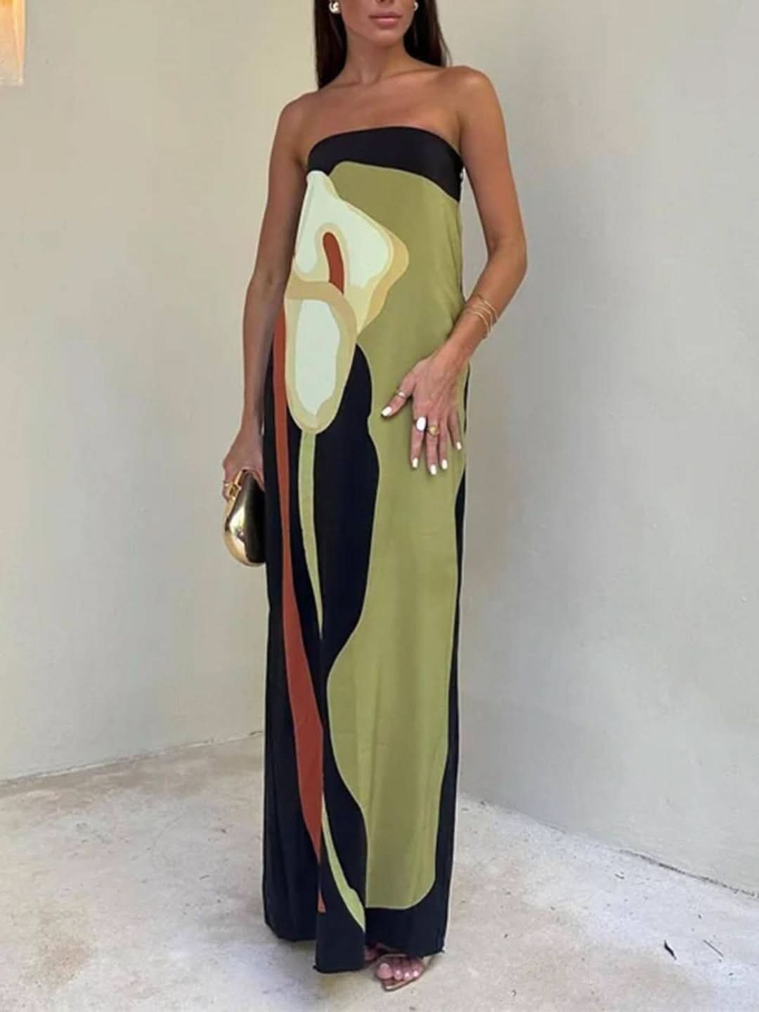 Vestido maxi - sin mangas y hombro-Dresses-VyFlair