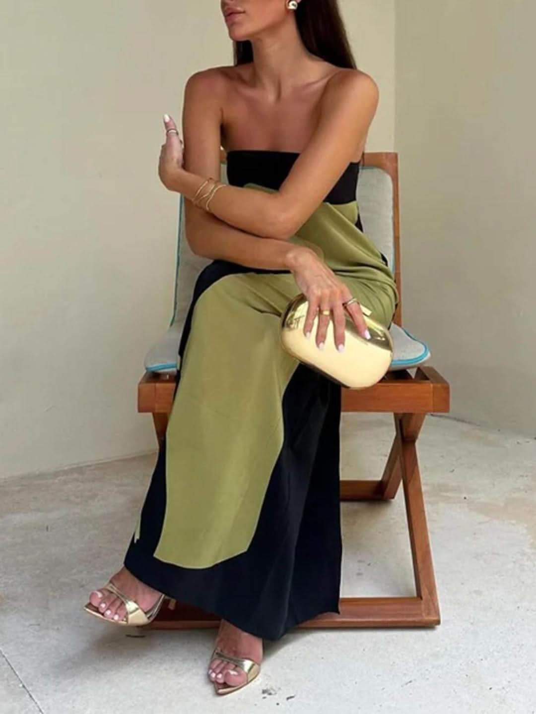 Vestido maxi - sin mangas y hombro-Dresses-VyFlair