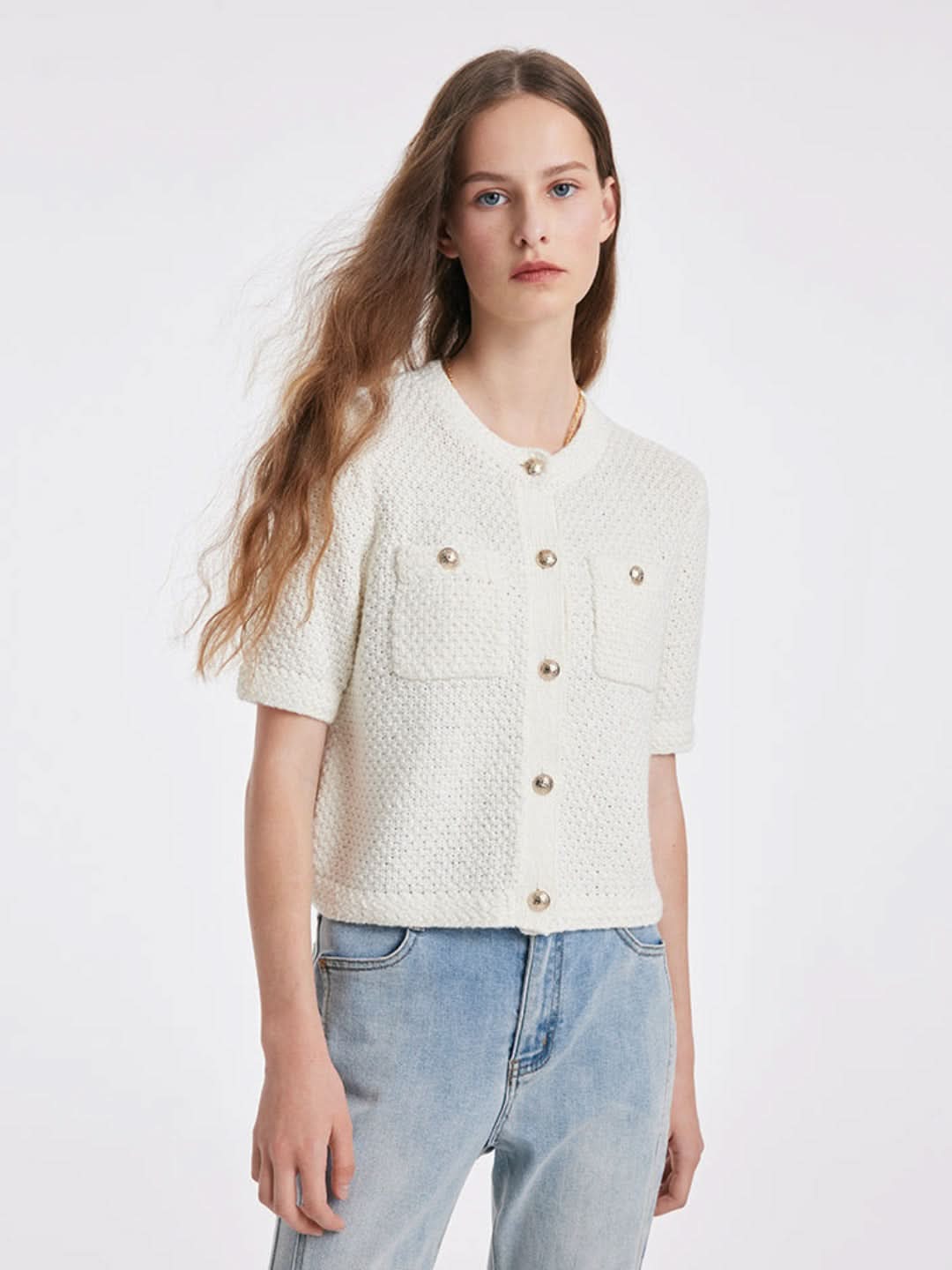 Cárdigan de punto - Trabajo abierto-Cardigan-VyFlair