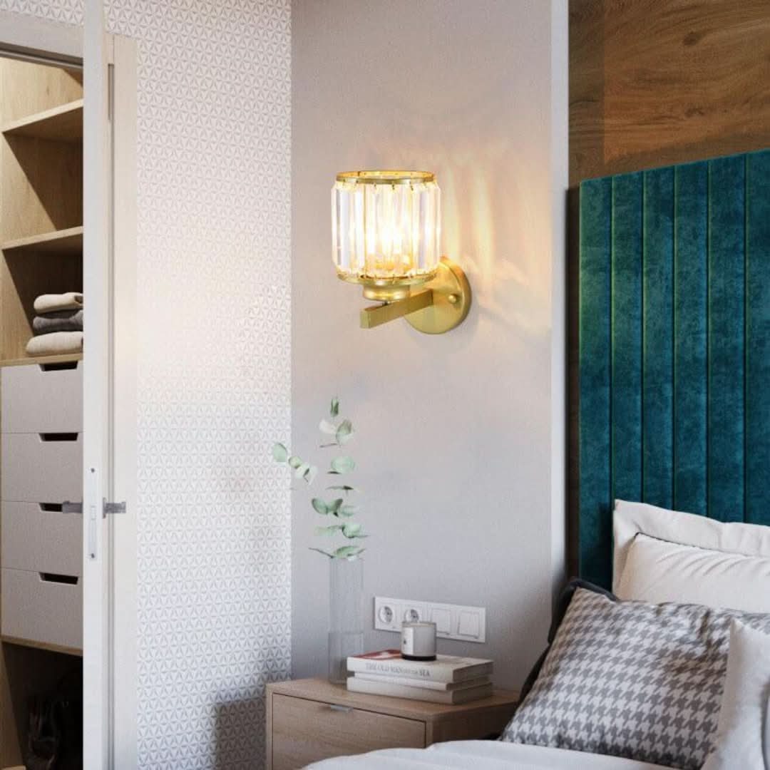Cristalux - Lámpara de pared de cristal moderna con 1 luz y brazo-Wall lamps & Ceiling lamps-VyFlair