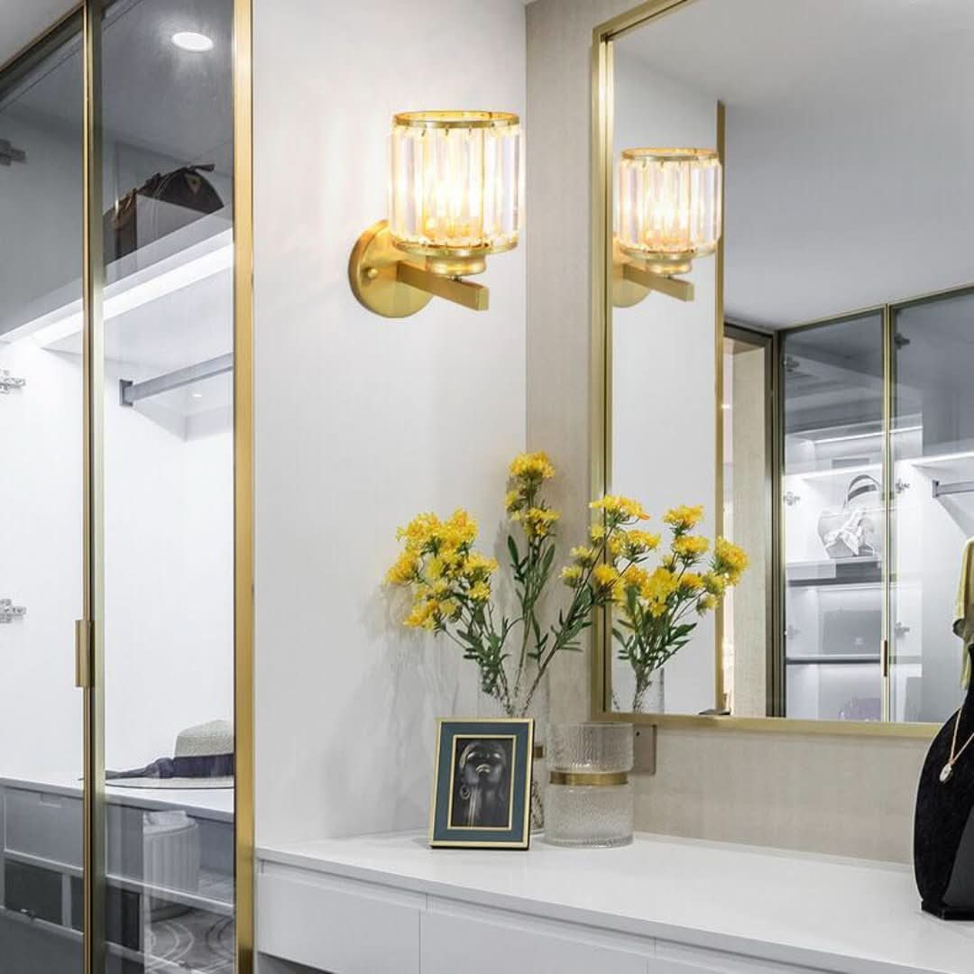 Cristalux - Lámpara de pared de cristal moderna con 1 luz y brazo-Wall lamps & Ceiling lamps-VyFlair