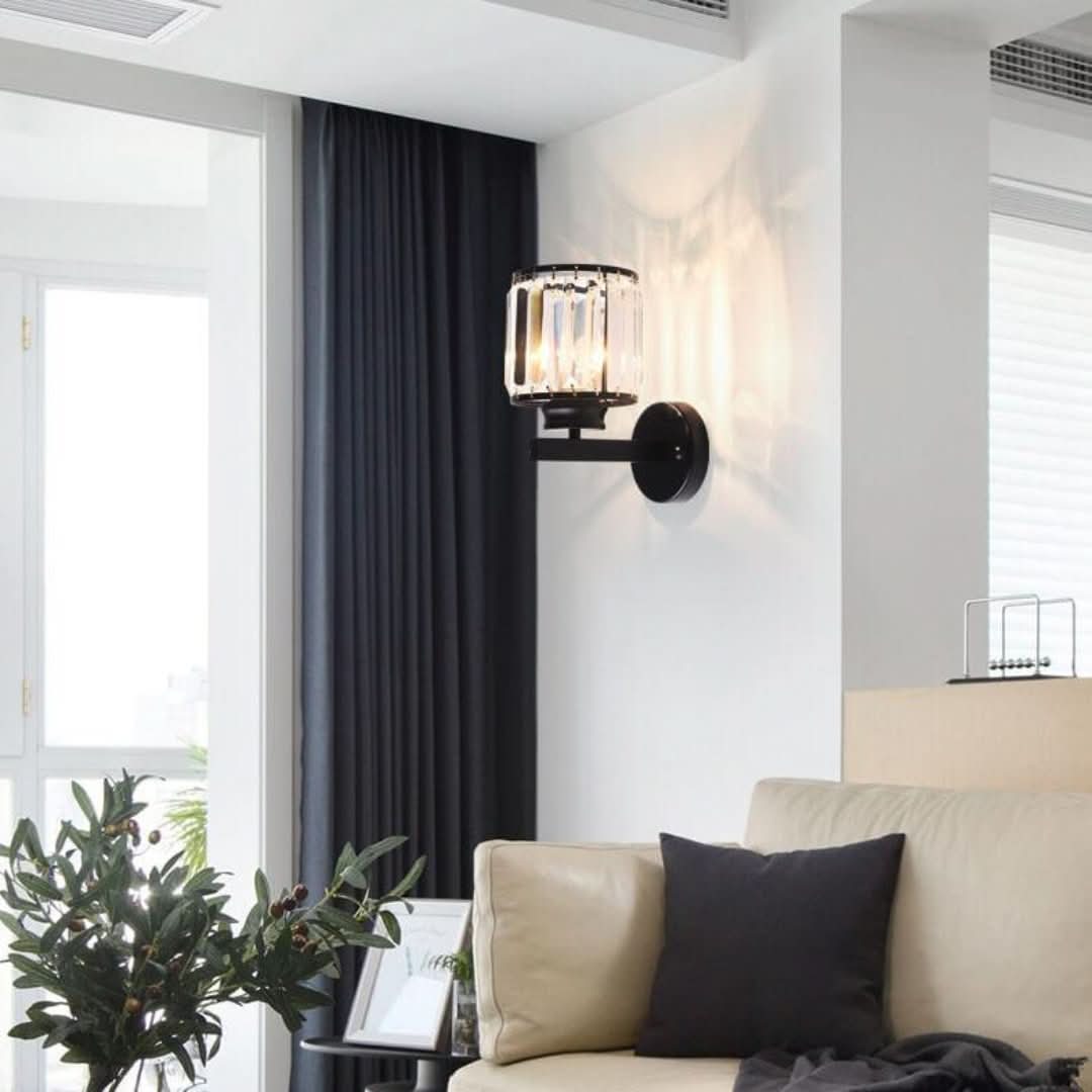 Cristalux - Lámpara de pared de cristal moderna con 1 luz y brazo-Wall lamps & Ceiling lamps-VyFlair