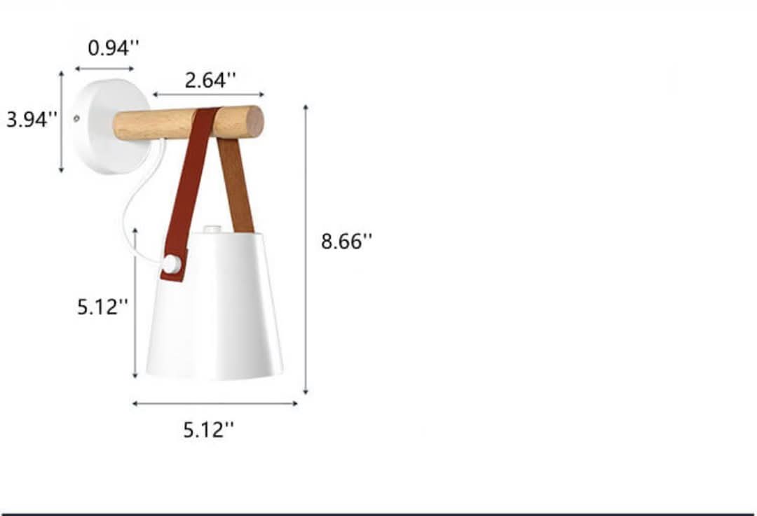 Brazo de madera: lámpara de pared con pantalla de lámpara de hierro y brazo de madera-Wall light-VyFlair