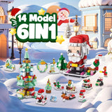 Calendario de Adviento de Navidad – Set de Bloques 6 en 1 con Santa y Árbol