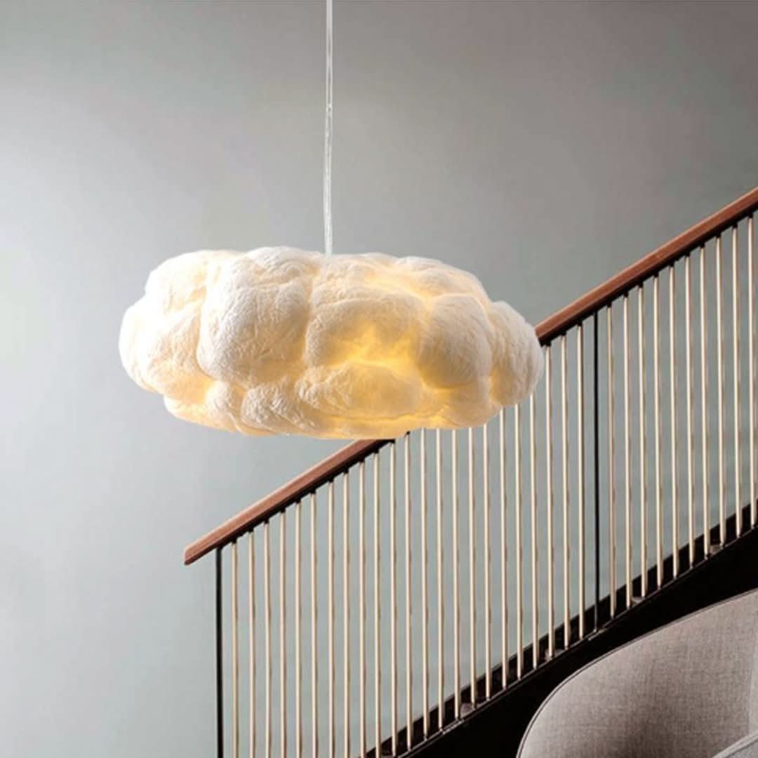 Lámpara colgante LED LED de diseño minori PVC/Cotton White-Ceiling lamps-VyFlair