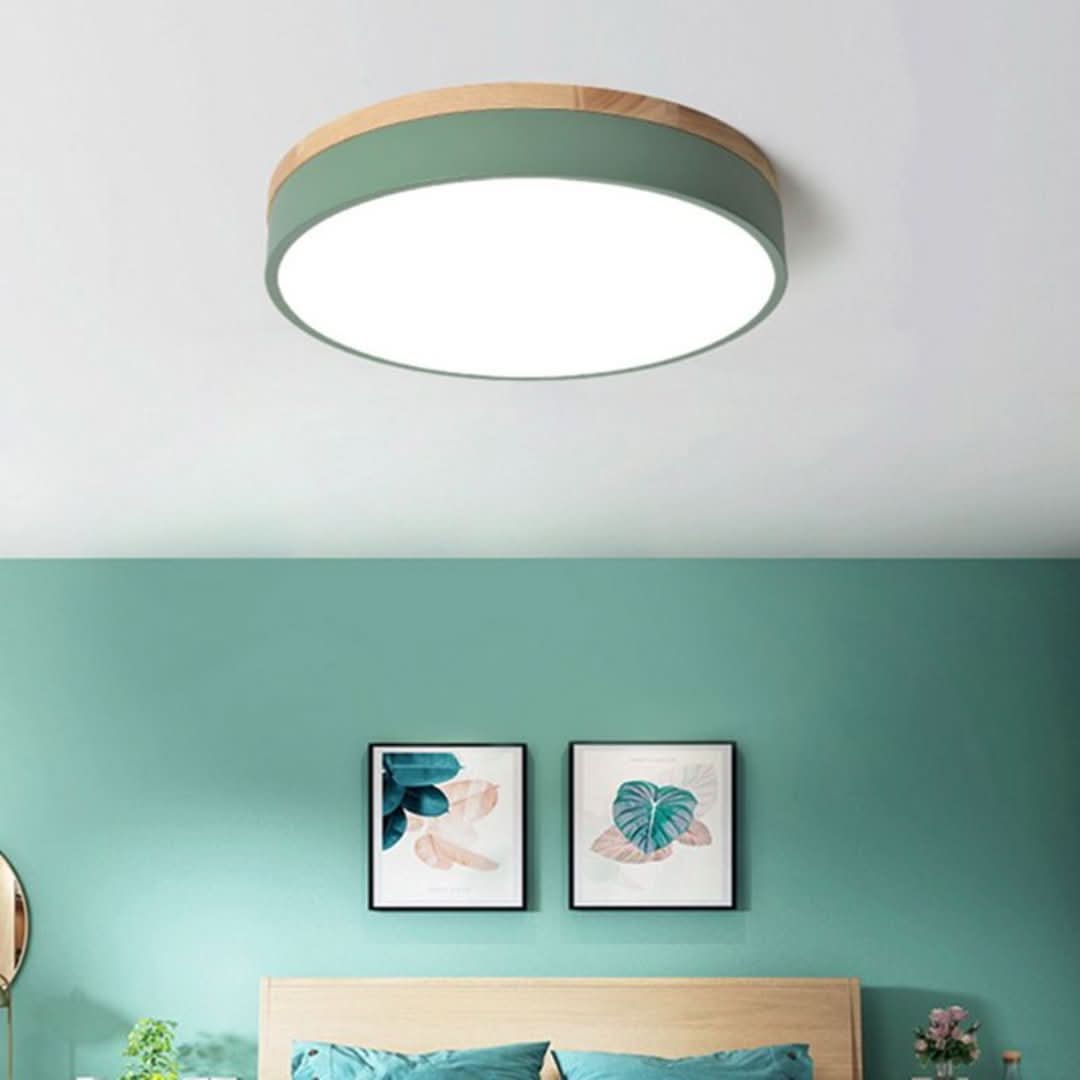 Morandi Lámpara de techo moderna sala de estar de madera de metal gris blanco-Ceiling lamps-VyFlair