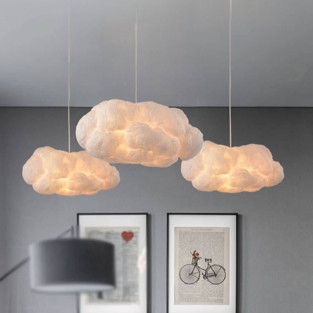 Lámpara colgante LED LED de diseño minori PVC/Cotton White-Ceiling lamps-VyFlair