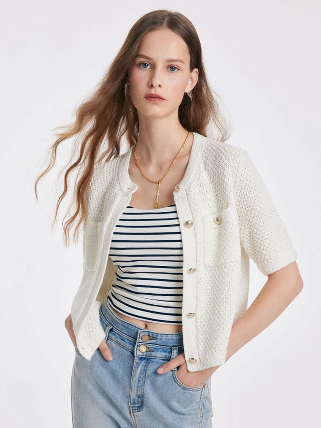 Cárdigan de punto - Trabajo abierto-Cardigan-VyFlair