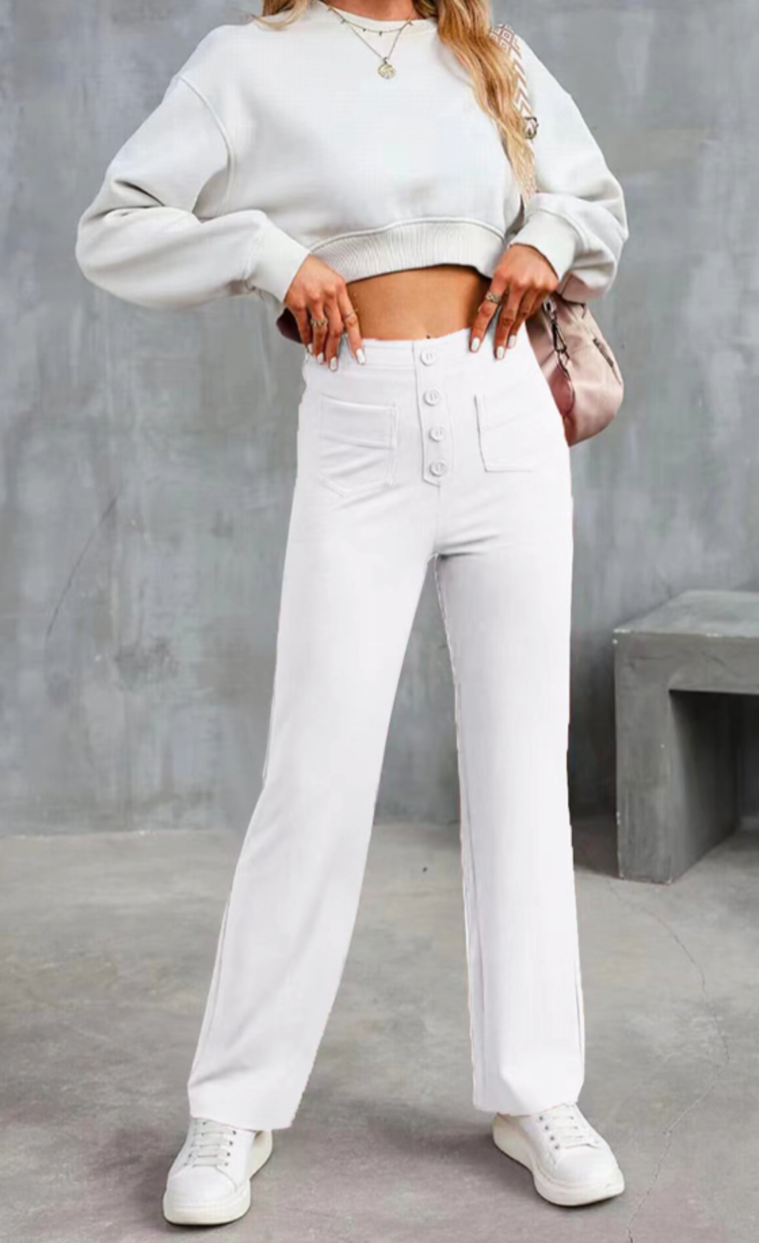 Moduza - pantalones elásticos de cintura alta-Elastic Trousers-VyFlair