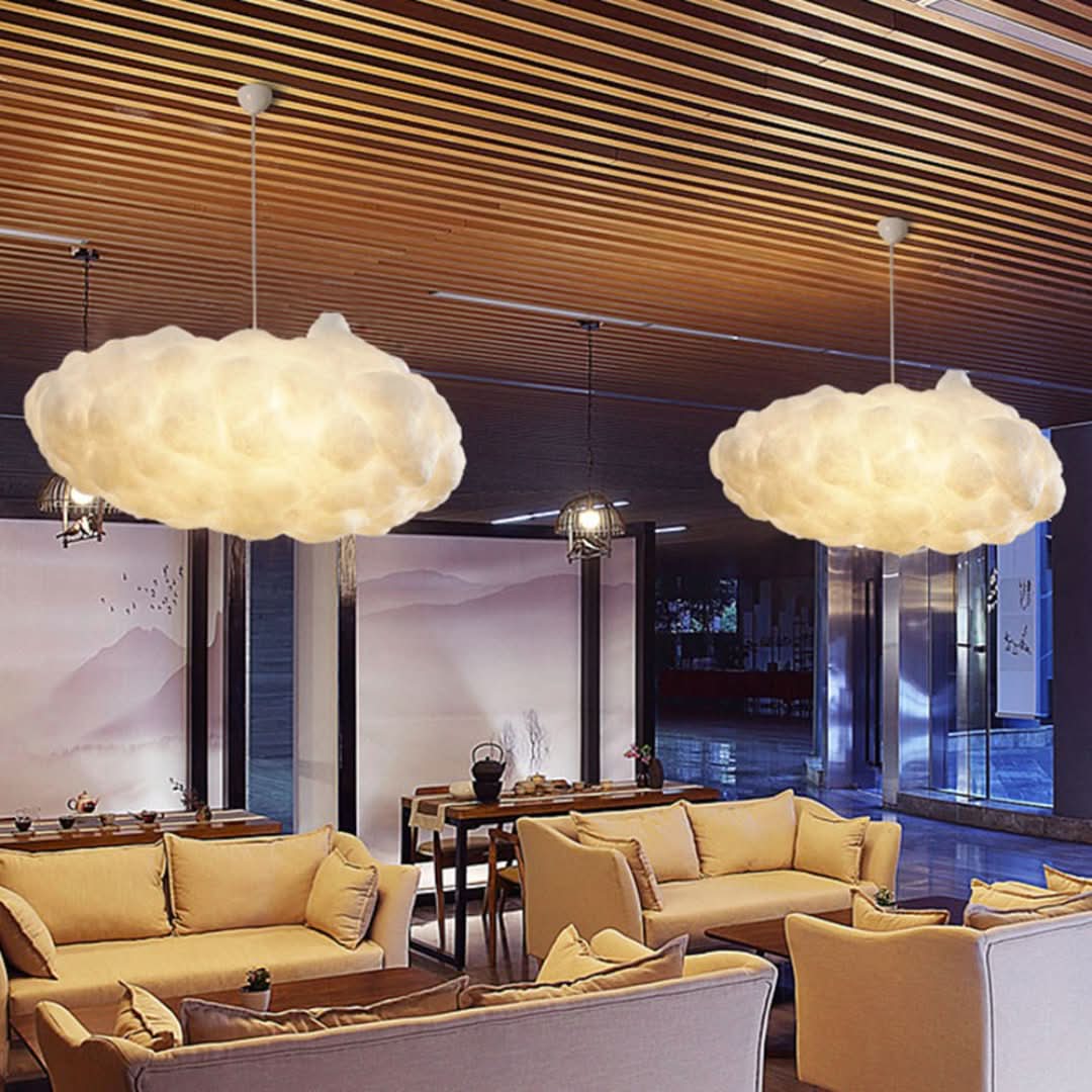 Lámpara colgante LED LED de diseño minori PVC/Cotton White-Ceiling lamps-VyFlair