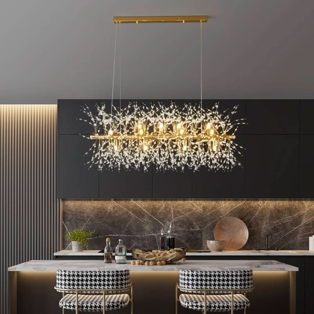 Luces colgantes de Lili Diseño LED White Gold Metal Sala de estar de comedor-Ceiling lamps-VyFlair