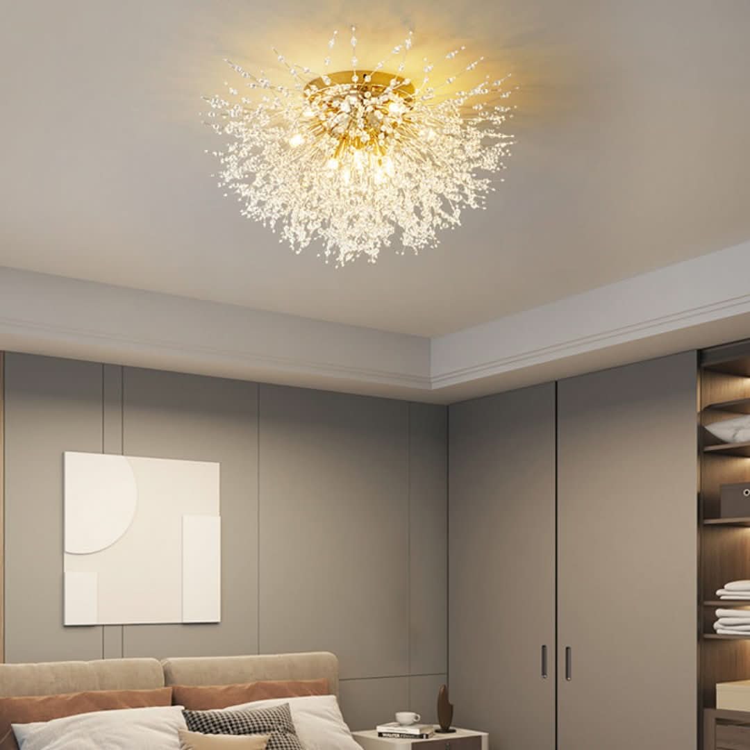 Luces colgantes de Lili Diseño LED White Gold Metal Sala de estar de comedor-Ceiling lamps-VyFlair