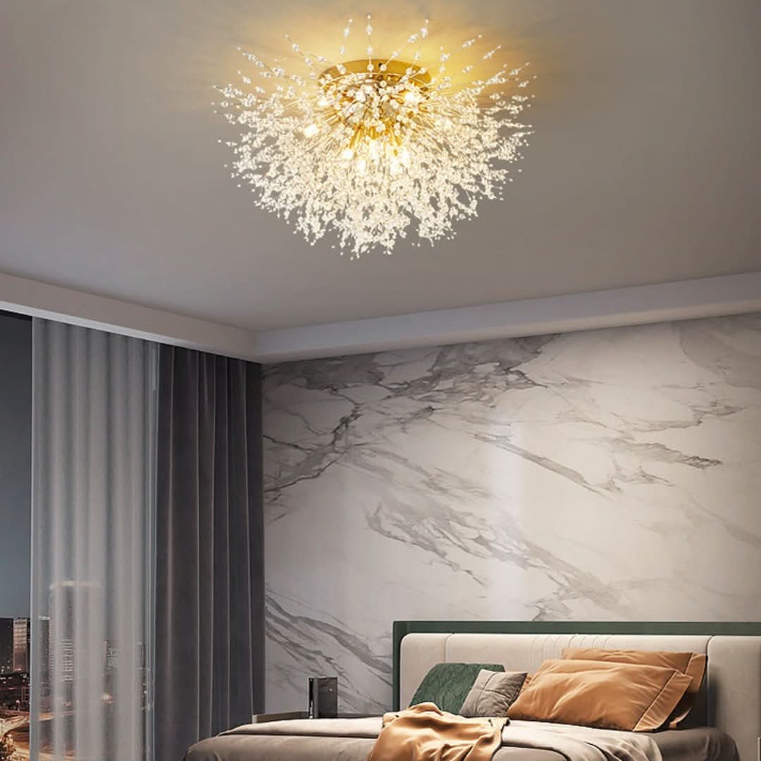 Luces colgantes de Lili Diseño LED White Gold Metal Sala de estar de comedor-Ceiling lamps-VyFlair