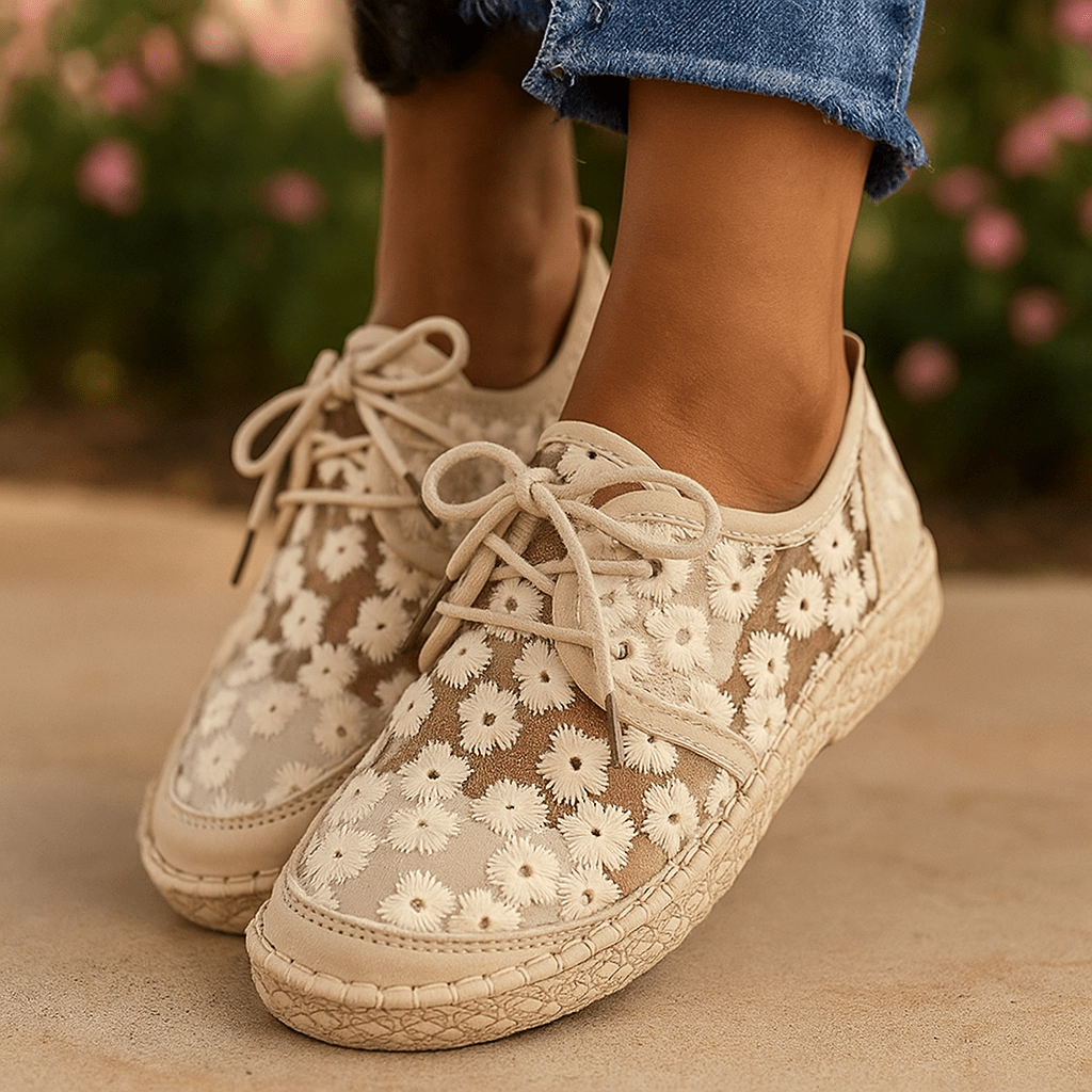 Zapato ortopédico elegante con bordado floral - Arabella - VyFlair