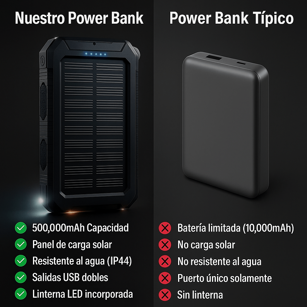 Batería Solar 500000mAh Impermeable Portátil