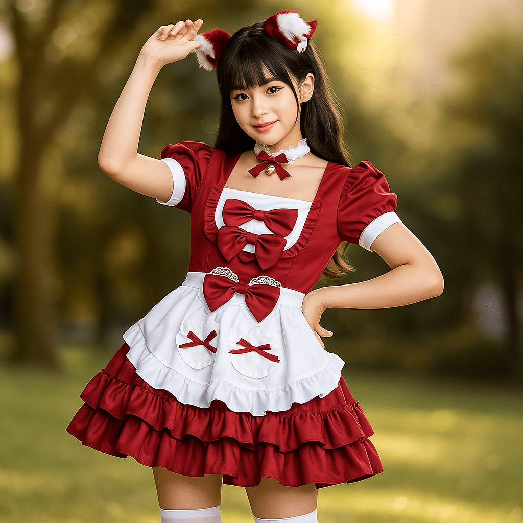 Disfraz de Camarera Halloween - Mini Cosplay Volantes Talla Grande - VyFlair