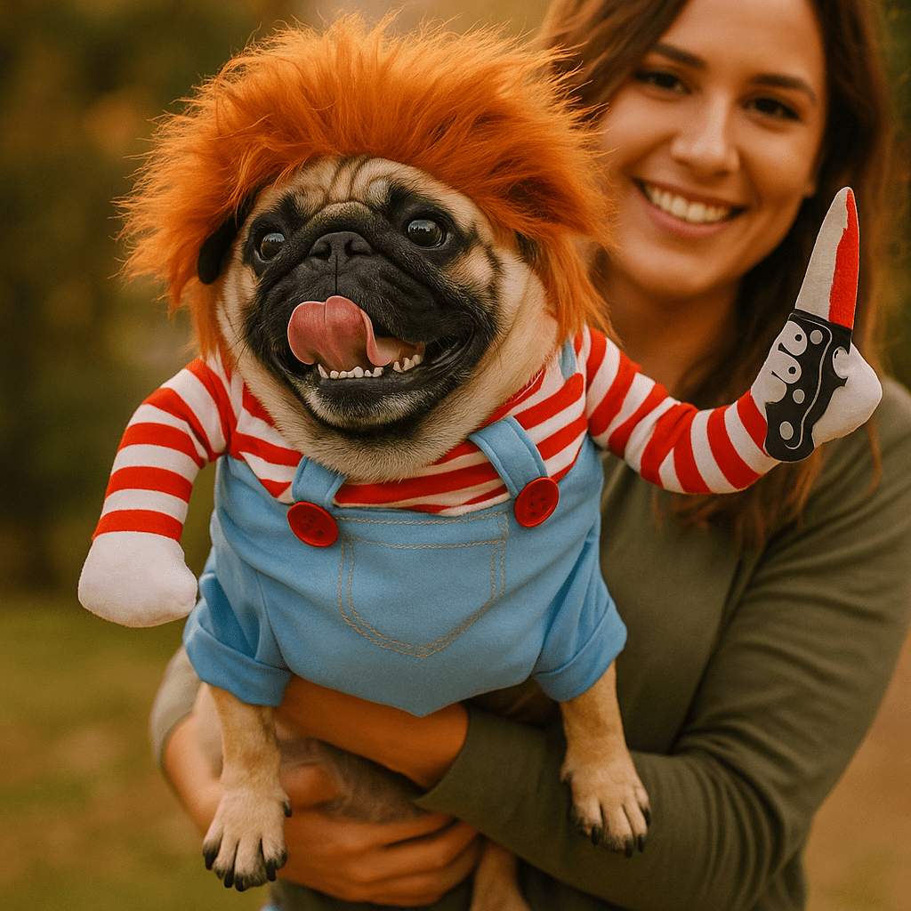 Disfraz de Halloween para Perro - Peluche Divertida - Muñeca Espeluznante - VyFlair