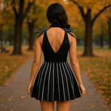 Robe Mini Gótica Rayada - Disfraz Halloween Mujer - Estilo Único - VyFlair