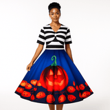 Vestido Midi Vintage de Halloween con Calabazas - VyFlair