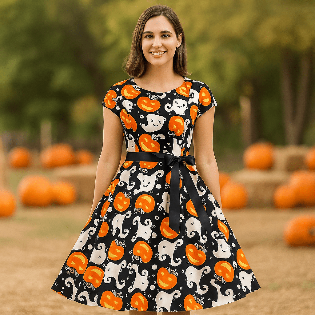 Ropa Midi Anita - Halloween Fantasmas & Calabazas - Elegancia Única - VyFlair