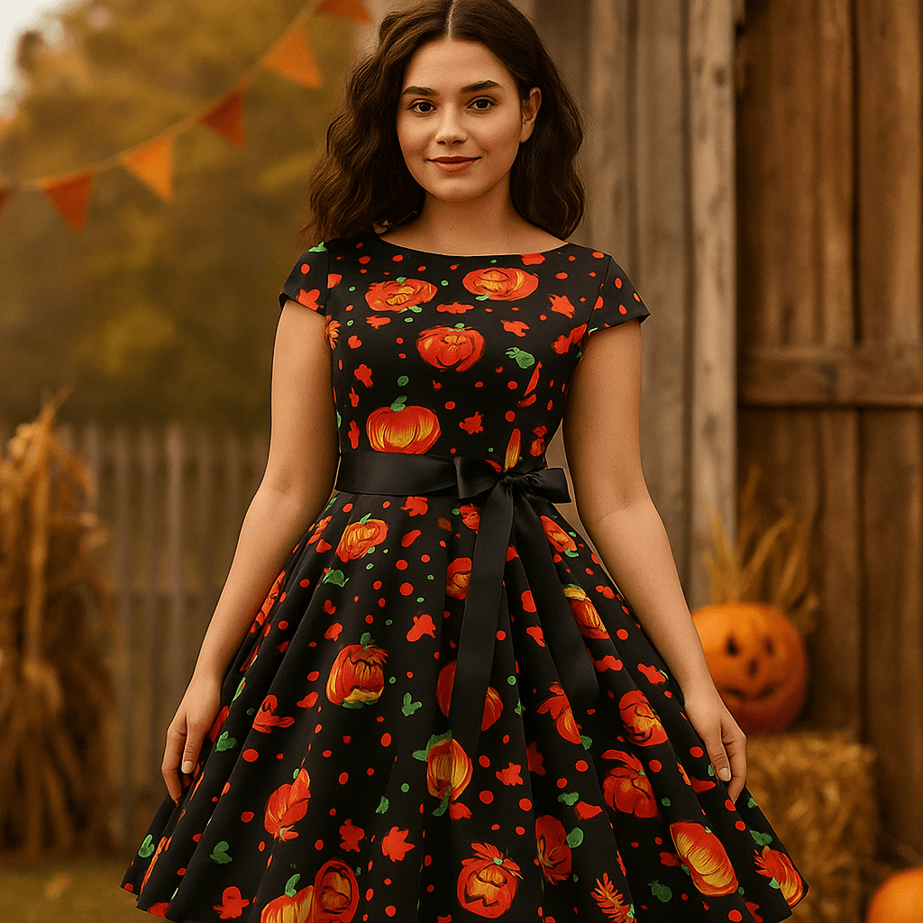 Ropa Midi Anita - Halloween Fantasmas & Calabazas - Elegancia Única - VyFlair