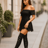 Mara | Botas sobre la rodilla - Tacón dorado - Con cremallera - VyFlair