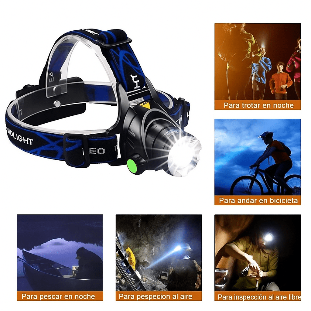 Linterna Frontal LED Recargable Resistente al Agua - VyFlair