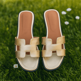 H Sandal | Sandalias de Cuero Vegano Modernas Diseño H - VyFlair
