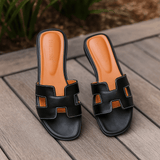 H Sandal | Sandalias de Cuero Vegano Modernas Diseño H - VyFlair
