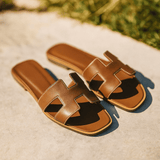 H Sandal | Sandalias de Cuero Vegano Modernas Diseño H - VyFlair
