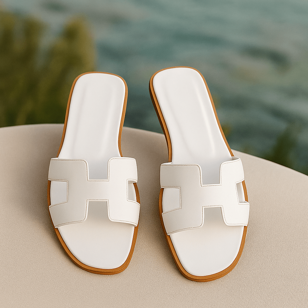 H Sandal | Sandalias de Cuero Vegano Modernas Diseño H - VyFlair