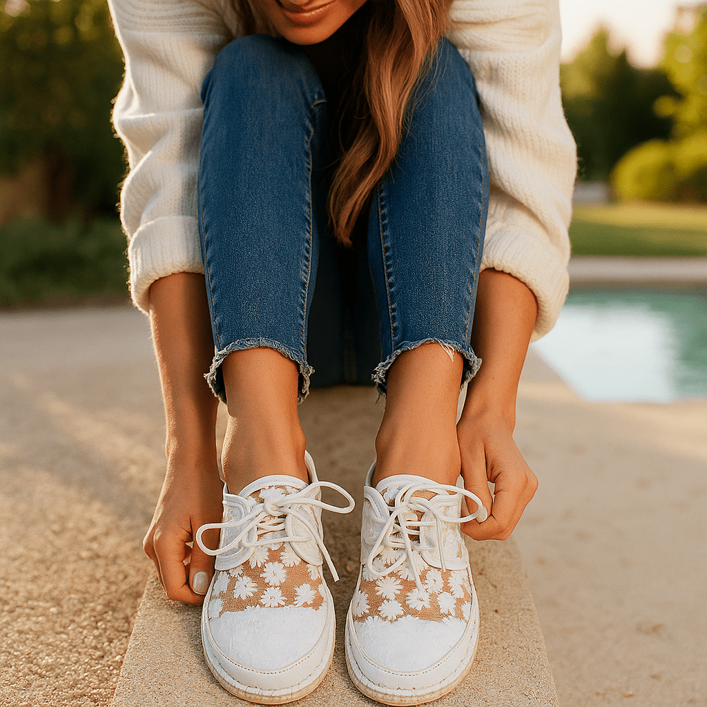 Zapato ortopédico elegante con bordado floral - Arabella - VyFlair