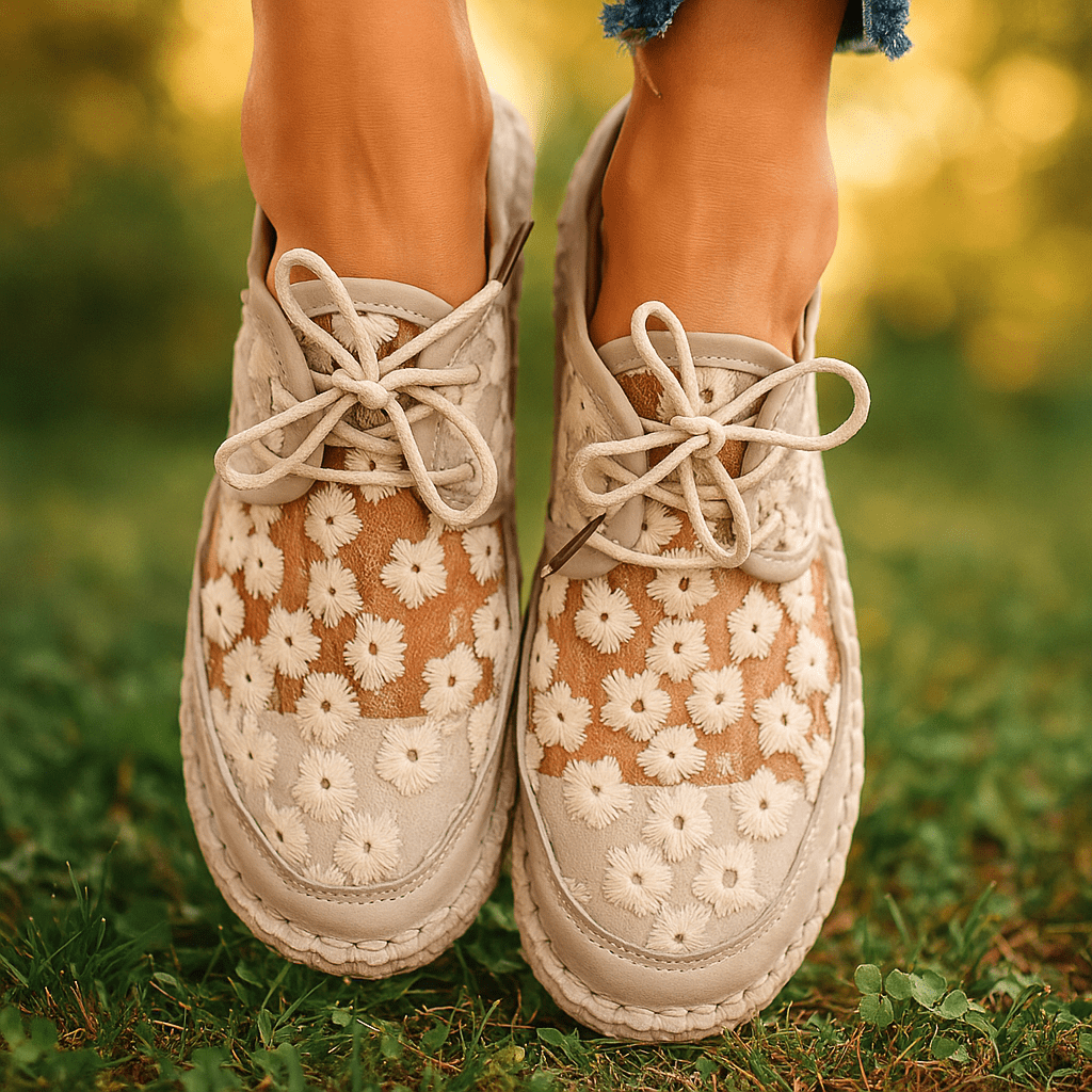 Zapato ortopédico elegante con bordado floral - Arabella - VyFlair