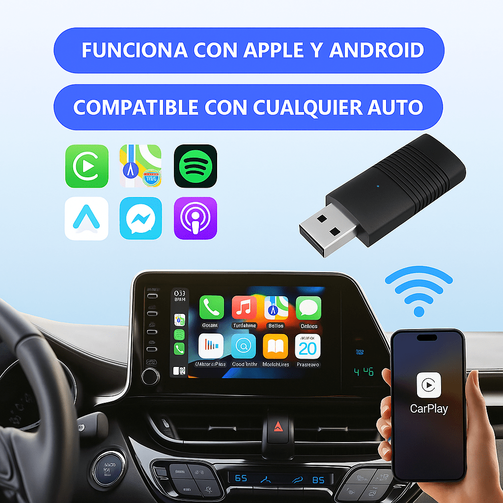 Adaptador Wireless CarPlay y Android Auto Universal - VyFlair