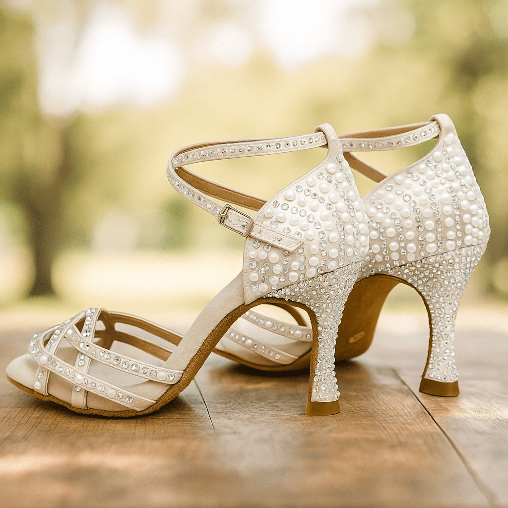 Zapatos de Tacón Alto de Satén con Brillos - VyFlair