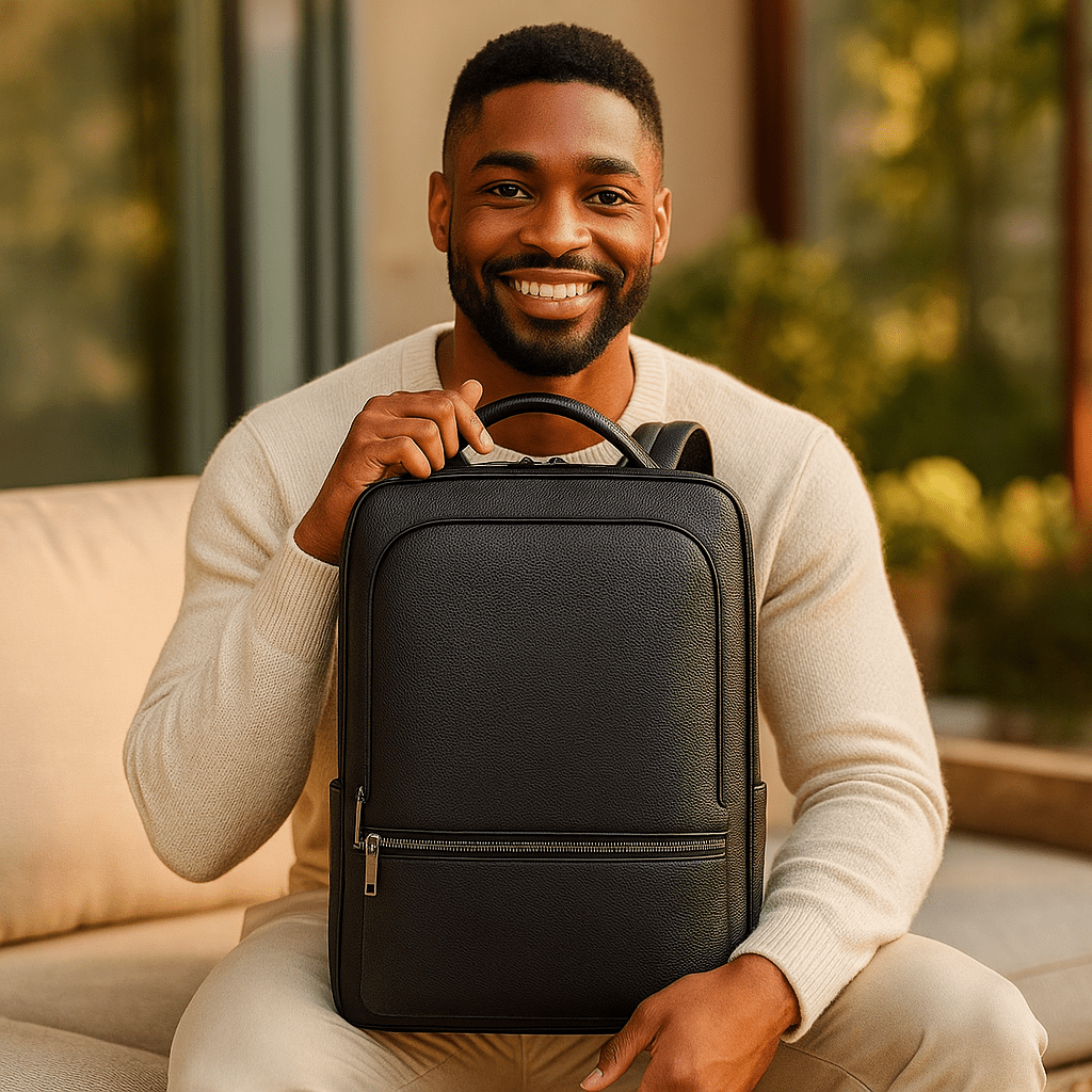 Mochila de Cuero con Puerto USB 15.6" - VyFlair