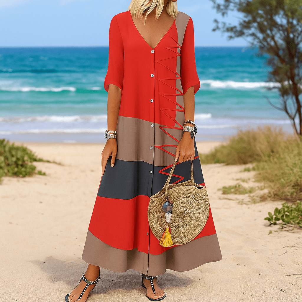 Vestido Largo Elegante Rayas Mujeres - VyFlair