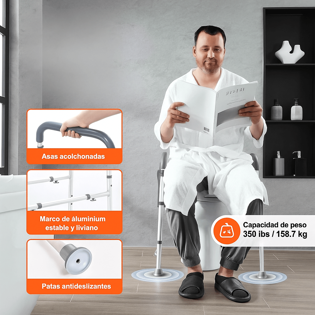 Asiento Elevador de Inodoro Ajustable con Agarraderas - VyFlair