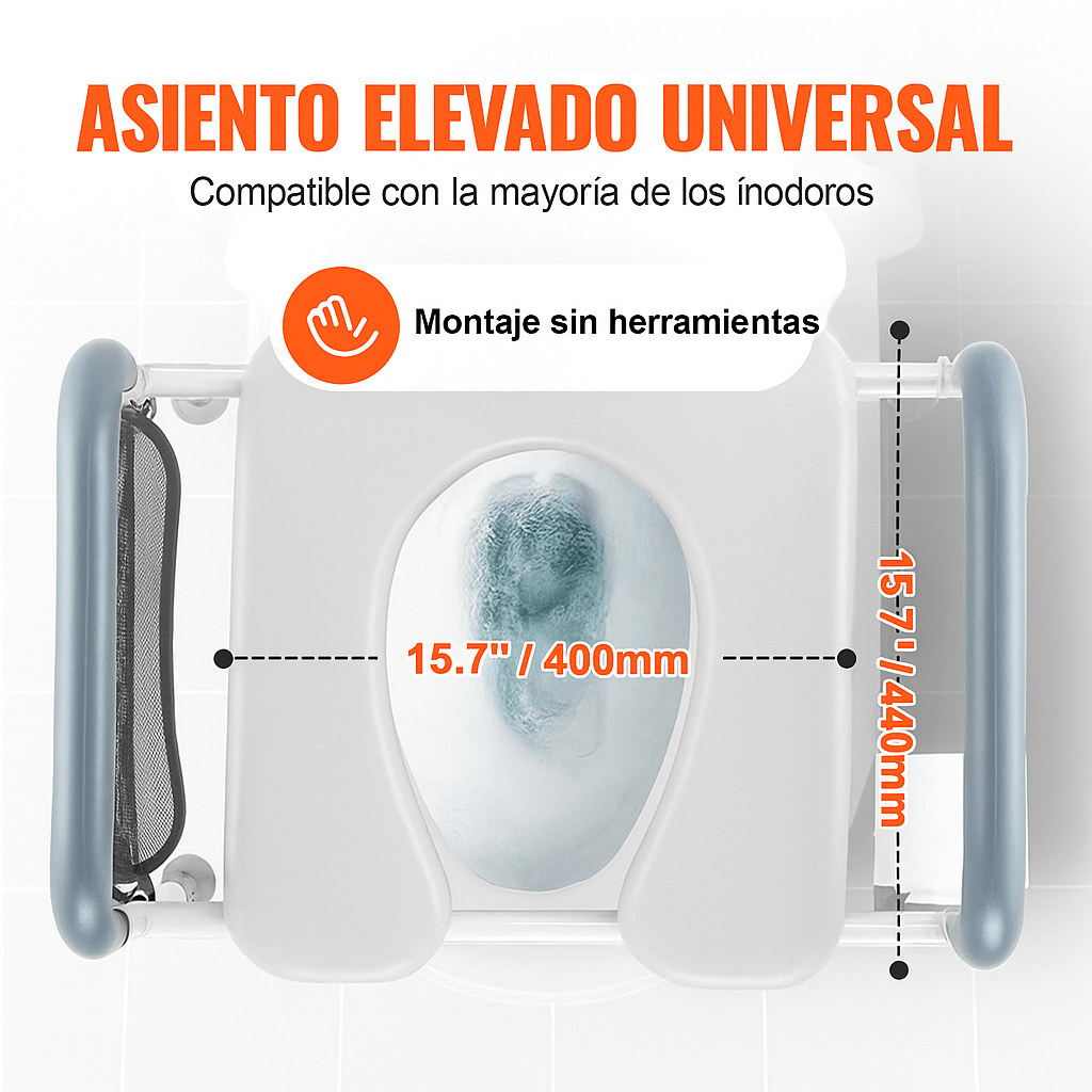 Asiento Elevador de Inodoro Ajustable con Agarraderas - VyFlair