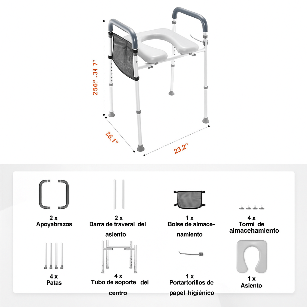 Asiento Elevador de Inodoro Ajustable con Agarraderas - VyFlair