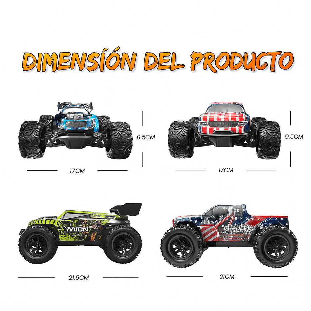 Camión Monstruo RC Todo Terreno Alta Velocidad 1:20 - VyFlair