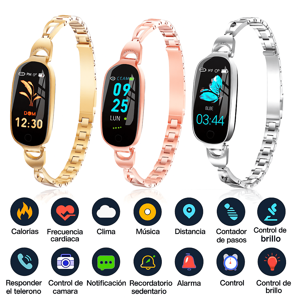 Smartwatch Fitness Mujer Elegante con Monitor de Salud - VyFlair