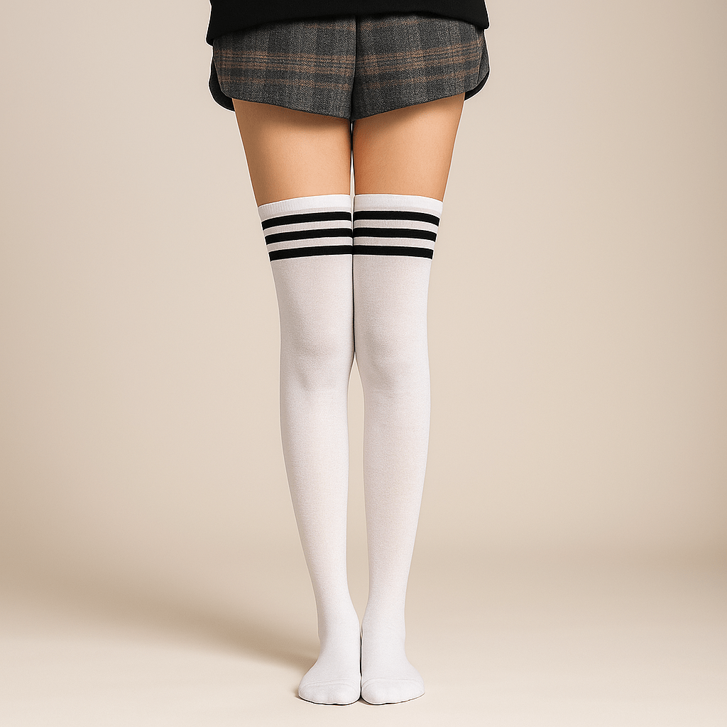 Medias Rayadas Nylon Altas Niñas - VyFlair