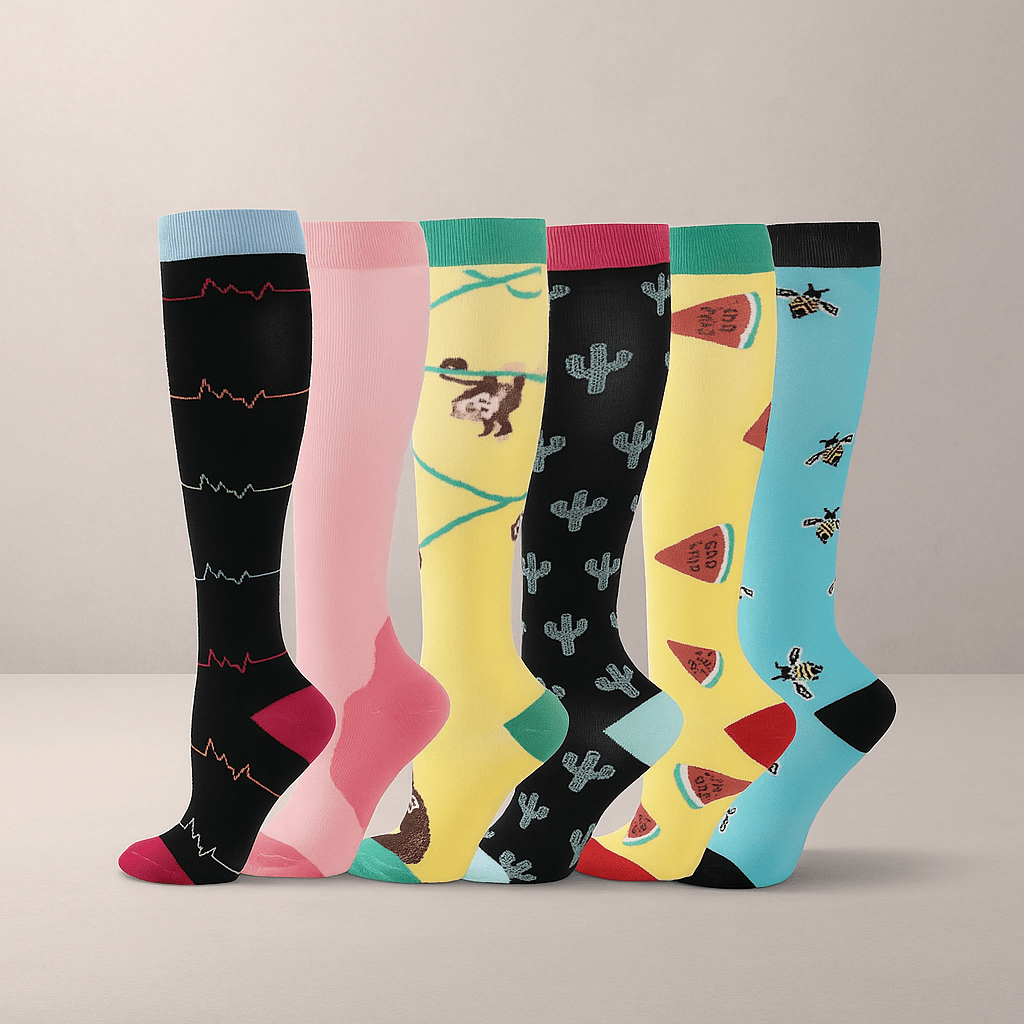 Calcetines Compresión - Edema - Diabetes - Paquete 6 Pairs - VyFlair
