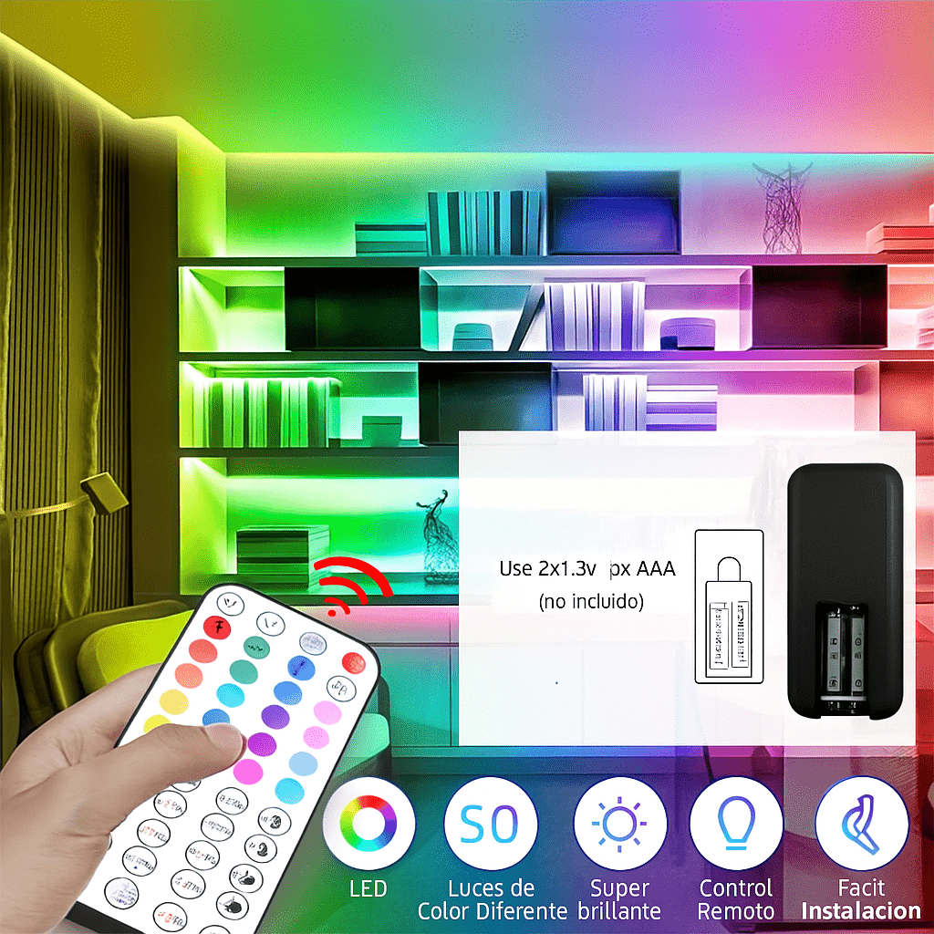 Luces LED 300ft Cambio de Color con Música - VyFlair