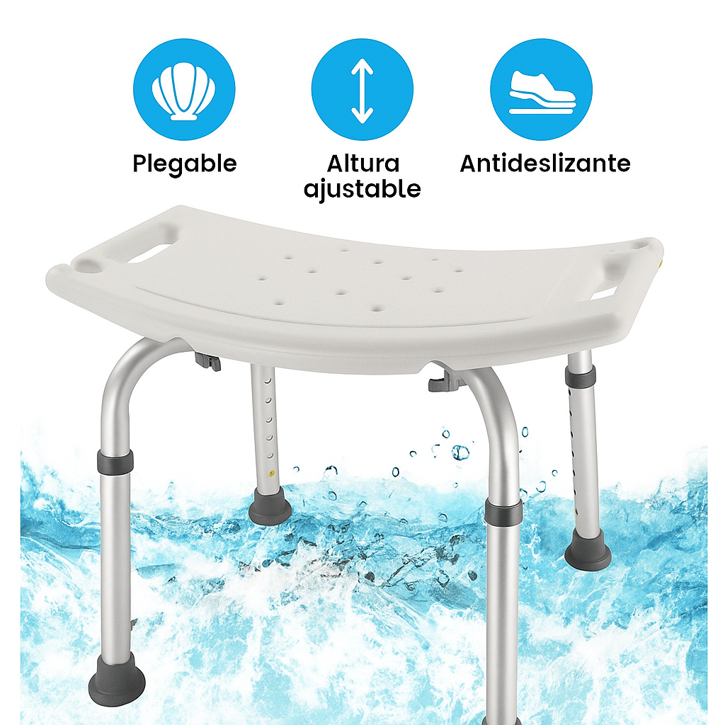 Silla de Baño Plegable Antideslizante Ajustable - VyFlair