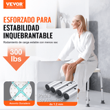 Silla de Ducha Antideslizante Ajustable - Aluminio y PE - Soporta 136 kg - VyFlair
