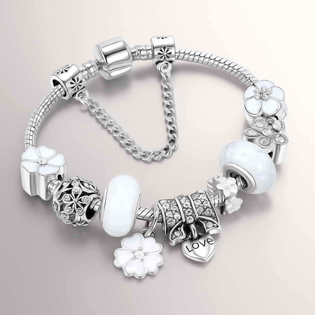 Pulsera de Plata Esterlina con Charms Florales - VyFlair
