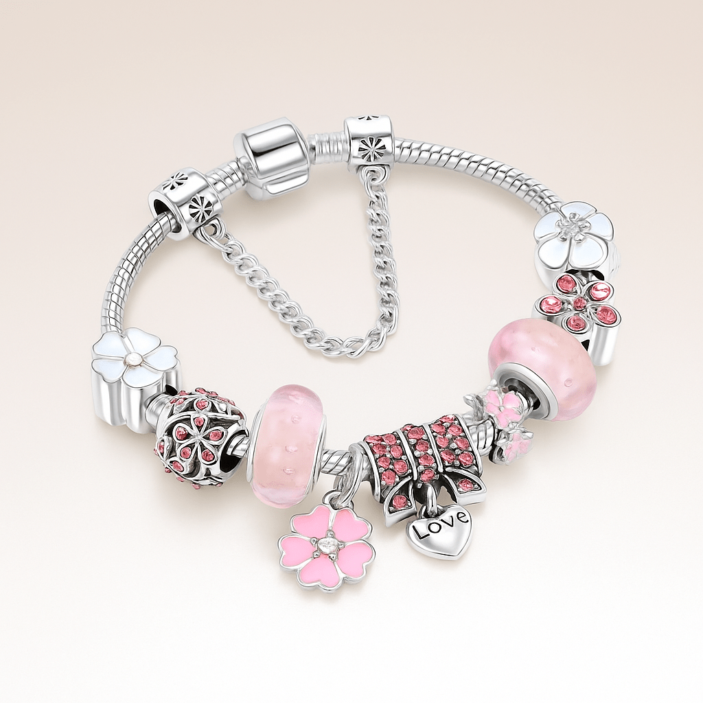 Pulsera de Plata Esterlina con Charms Florales - VyFlair