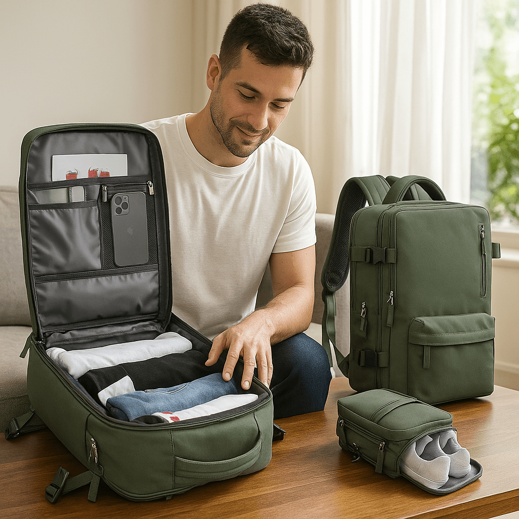 Mochila de Viaje Impermeable con Bolsillo para Zapatos - VyFlair